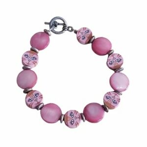 Pink Cat Faces Beaded Bracelet